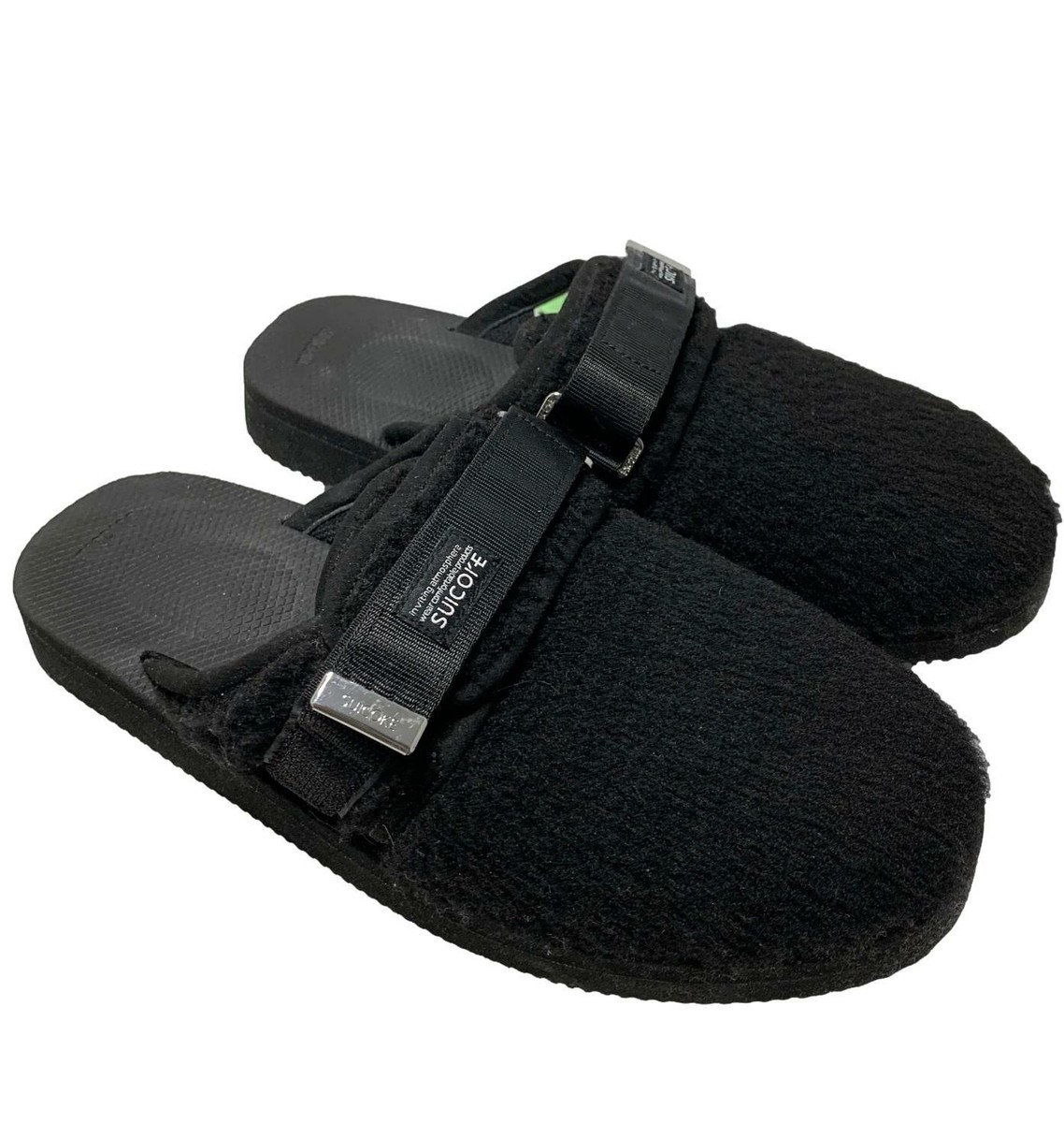 Suicoke Black and White Velcro Sheerling  Mule Slippers Sz 13 ZAVO-Cab Slipper – La Garçonne main image 3