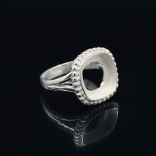 925 Sterling Silver Cushion Blank Bezel Cup Stone Setting Ring Supplies