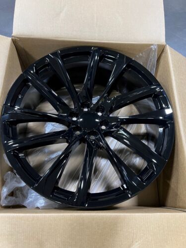 4 New 2021 Cadillac ESV Escalade Wheels 26x10 Gloss Black OE 26" Silverado - Picture 3 of 6