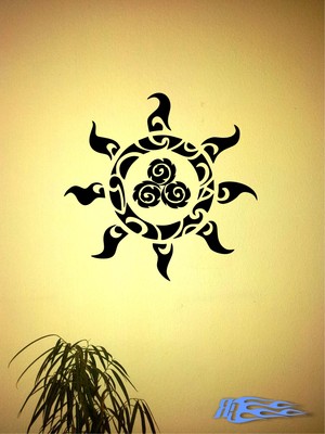 Wandtattoo Sonne Treibl 2 Polynesien und Wandaufkleber Tattoo Hawai Tahiti MATT
