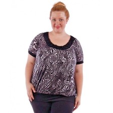 New Women's Plus Size Black Grey Short Sleeve Blouse/Top Size 4X (MADE IN USA)