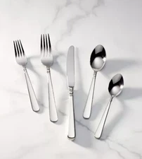 Lenox Pearl Platinum Flatware 5 Pc Place Setting 18/10 Stainless Steel - 6 Sets