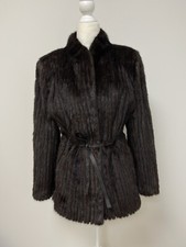 James Hirsch New Genuine Mink Fur Vintage Coat Jacket Belted Dark Brown Size 12