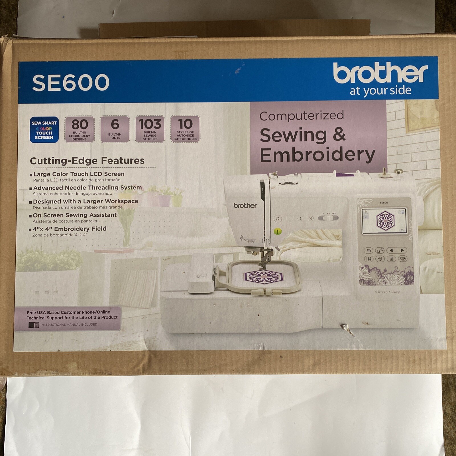 Brother SE600 Computerized Combo Sewing Embroidery Machine 80 DESIGNS