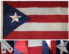 3x5 Puerto Rico Rican Dark Blue 3'x5' 210D Nylon Embroidered Flag 2 Clips RUF 