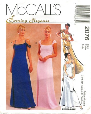 McCalls 2076 Misses Lined Evening Gown Prom Dress Sewing Pattern Uncut
