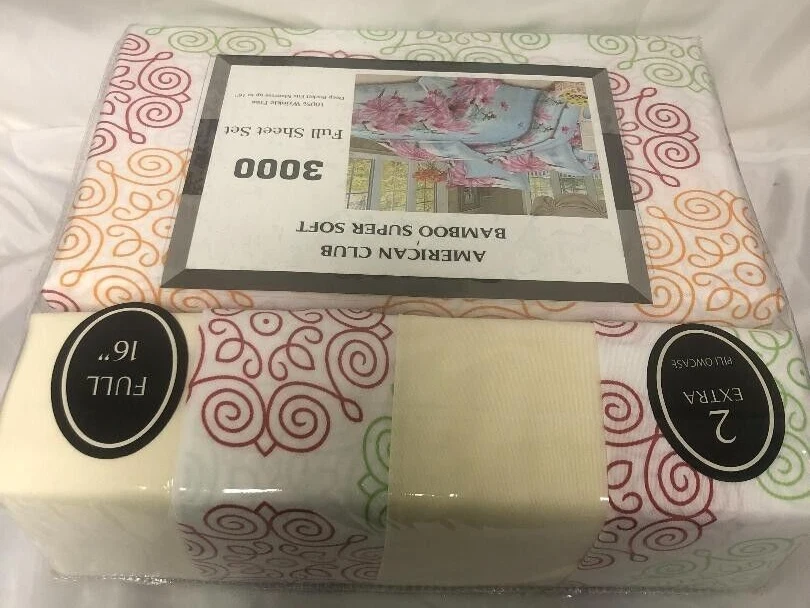 Juego de sábanas BAMBÚ SERIE 3000 6 piezas, TAMAÑO COMPLETO, bolsillo profundo 102 regalo navideño Foto 3 de 4