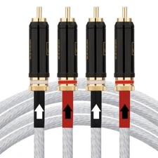 1Pair OCC Silver Plated HIFI Audiophile Phono RCA Interconnect Audio Cable