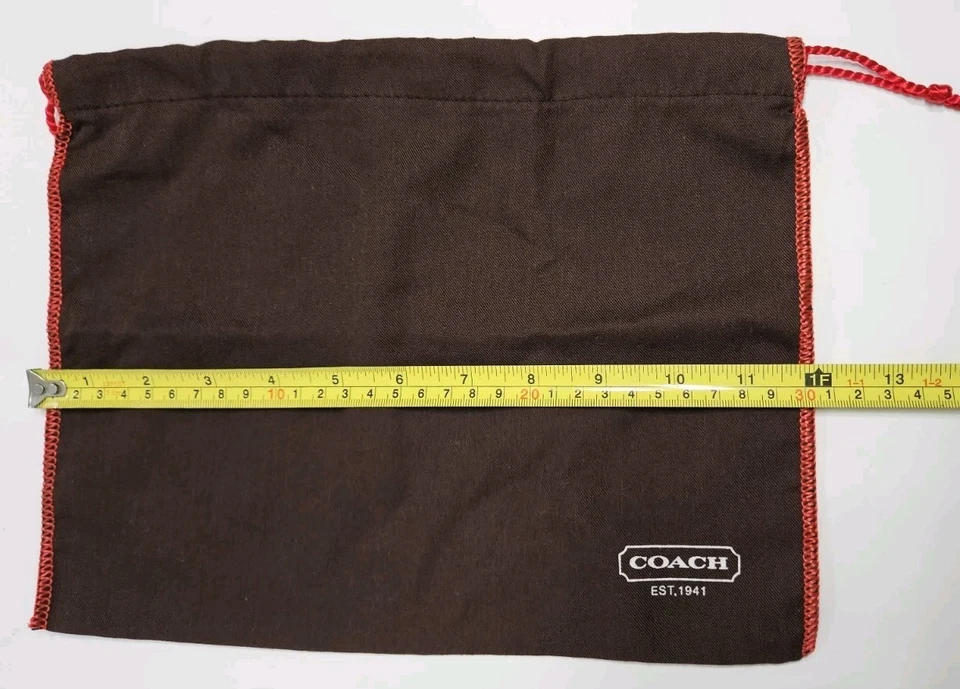 Coach Pequeña Bolsa para el Polvo Cartera Cubierta para el Polvo Marrón Cordón Bolsa de Algodón 12" x 9.5" Foto 3 de 4