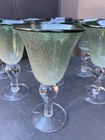 8 Iris Artland Green Sage Water / Wine Goblet Glasses 8" Tall Hand Blown Glass — photo 2