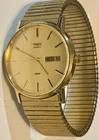 Timex Quartz Mens Gold Tone Vintage Watch Runs