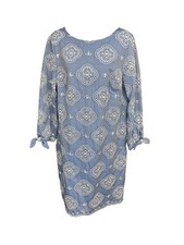 Talbots Chambray Blue Eyelet Embroidered Dress Size 10 #963
