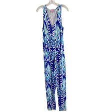 Lilly Pulitzer Paulina Jumpsuit Serene Blue Tropi Call Me Pineapple Print Size S