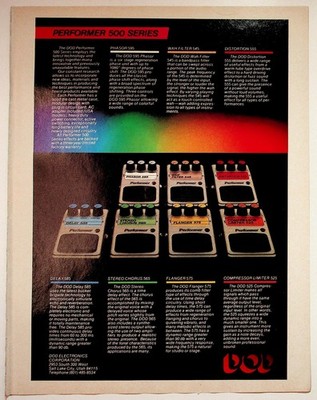 DOD Performer 500 Series Guitar Effects Pedals Print Advertisement Vintage