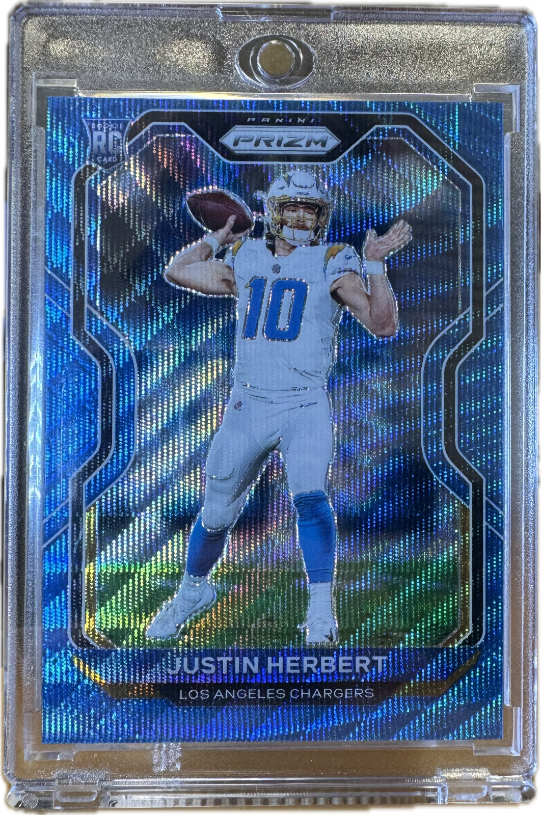 2020 Panini Prizm Justin Herbert Blue Wave Prizm #325 /199 Rookie RC LA Chargers