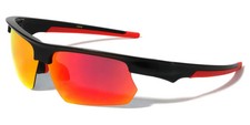 Mens Sports Sunglasses Semi Rimless Durable Plastic Wrap Design Red Mirror Lens