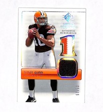 2007 Upper Deck SP Rookie Threads Brady Quinn 58/99 Dual Patch Card Browns. rookie card picture