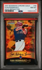 2001 Bowman Chrome Gold Ivan Rodriguez Gold Refractor #86 card