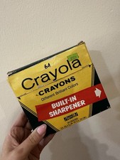 Vintage Binney Smith Crayola 64 Crayons Built-In Sharpener Retired Colors READ