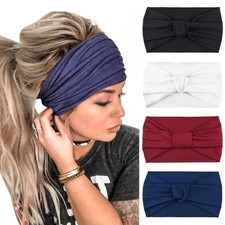 4 Pack Turban Headbands for Women Wide Vintage Head Wraps Knotted Cute Hair B...