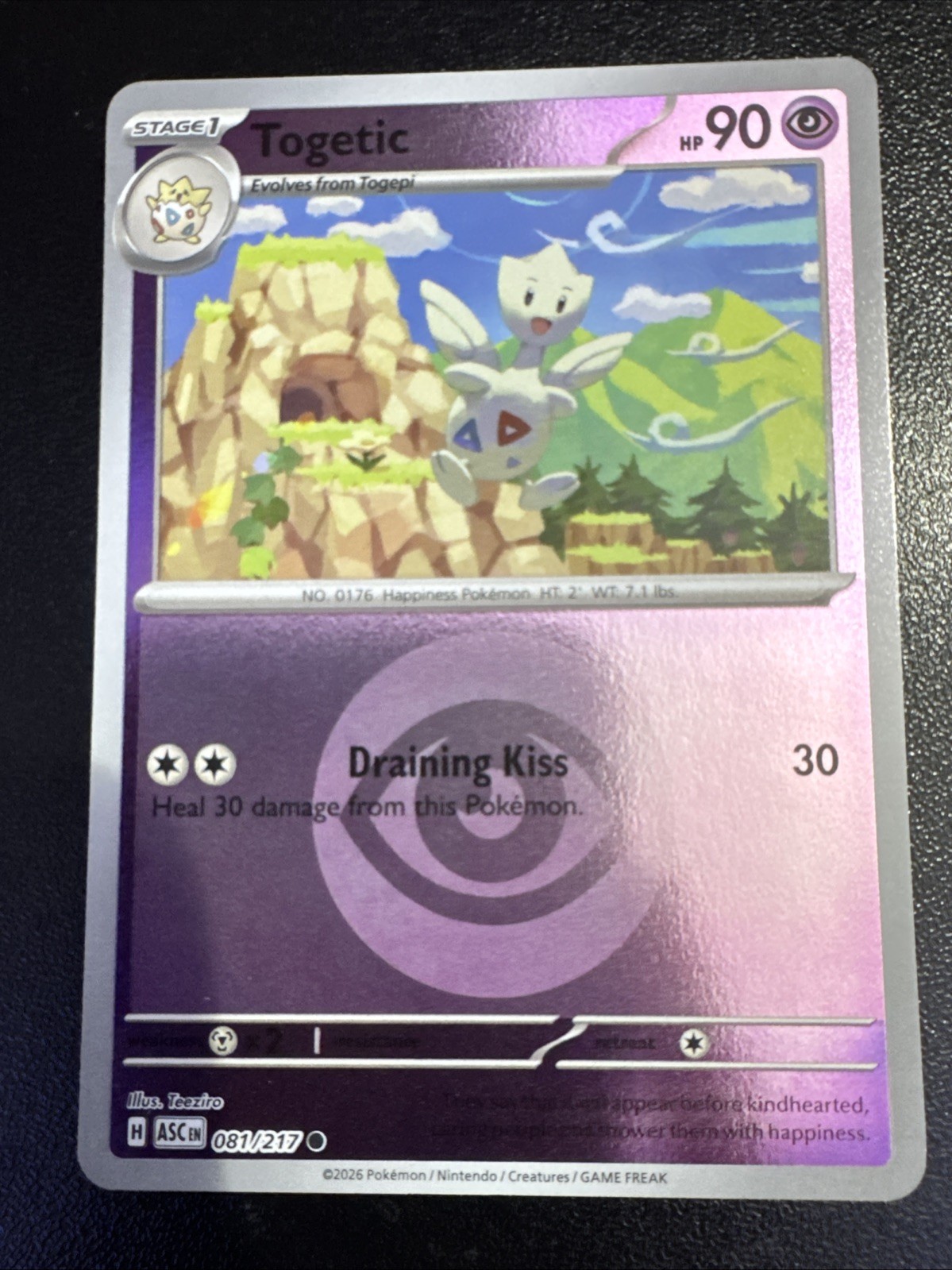Pokemon Togetic 81/217 Ascended Heroes Common Energy Symbol Reverse Holo NM TCG