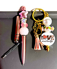 HAND MADE BEAD PEN   KEY CHAIN  INK REFILL- with STYLUS TIP