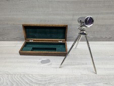 Vintage Style Chrome Spyglass Telescope with Tripod Wooden Storage Box