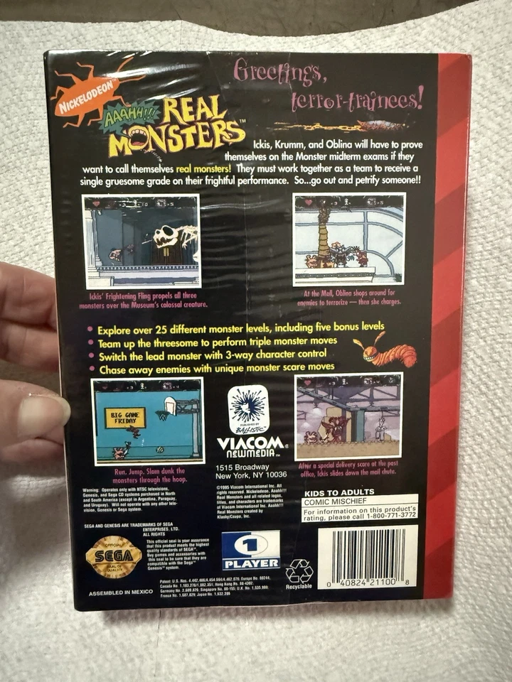 Nickelodeon AAAHH!! Real Monsters (Sega Genesis 1995) NEW FACTORY SEALED, RARE! - Image 2 of 3