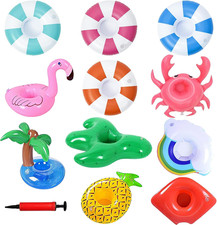 12 Pack Vintage Stripe Drink Floaties Pool Drink Floats Inflatable Drink Holder