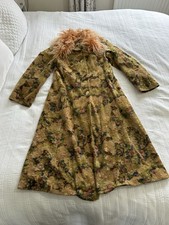 Vintage Avoca Anthology Green Orange Brocade Coat Fits UK 10 70s Style BUTTON