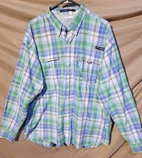Columbia PFG "Super Bahama" long sleeve Vented Mesh Fishing Shirt Men's Large
