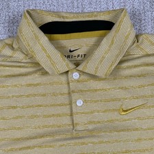 Nike Dri-Fit Men's Medium Yellow Striped Performance Golf Polo Shirt