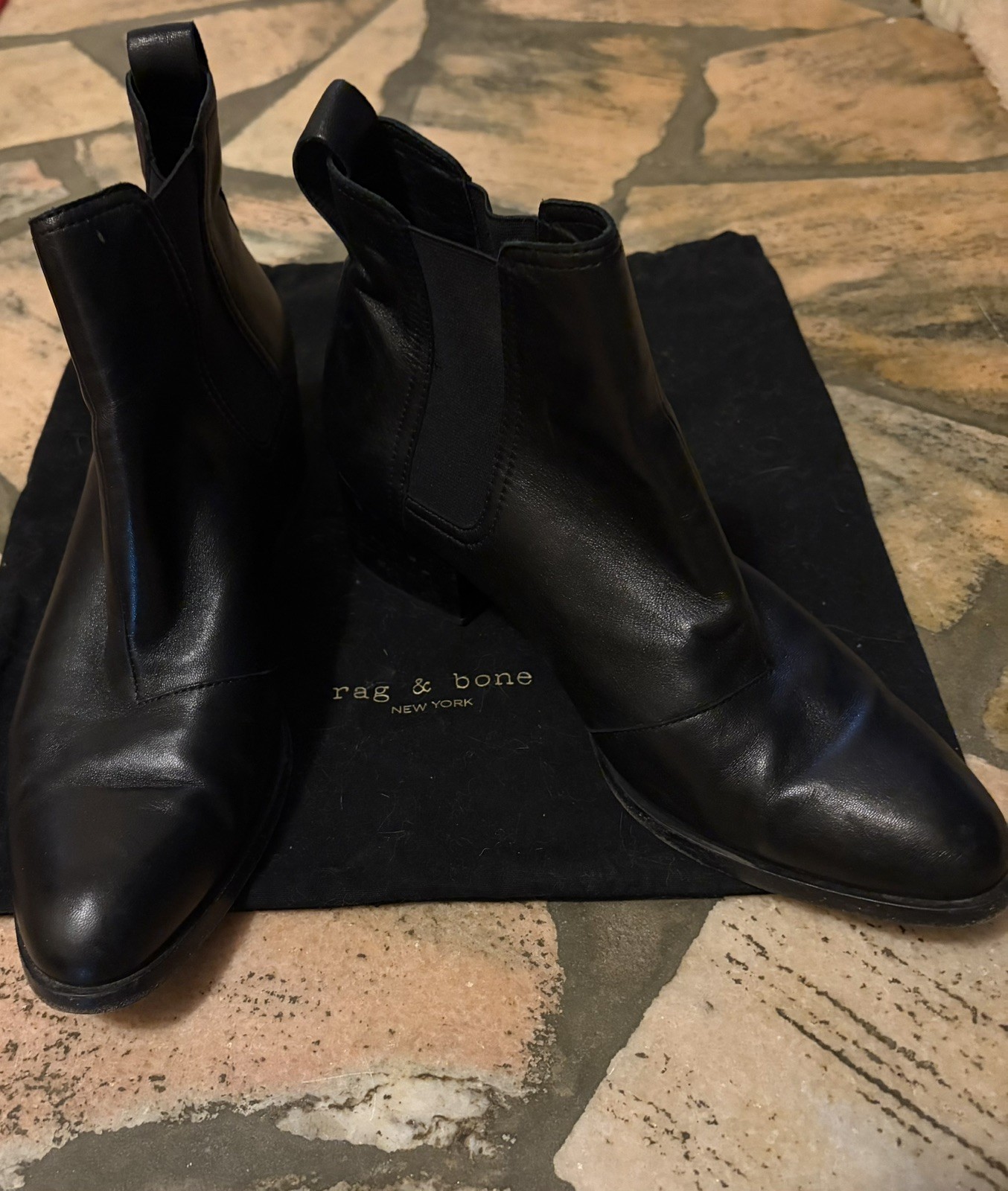 RAG &BONE Chelsea Walker Black Leather Ankle Boots & Booties SZ US 8.5 / 38.5