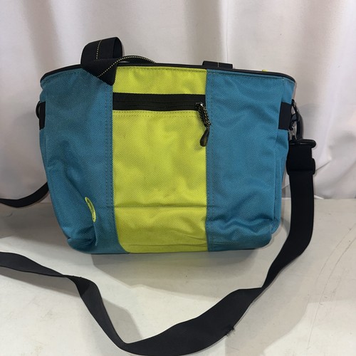 Timbuk2 Macy Cargo Tote Brown Blue Heavy Duty Double Handle Zip Top Travel Strap