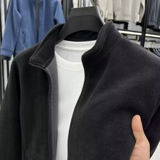 Men's Winter Polar Fleece Jacket Fit Stand Collar Zip Up Casual Thick Warm Coat