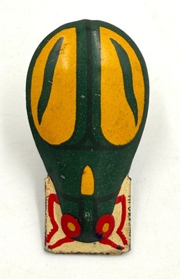 VINTAGE ENAMELED TIN HALLOWEEN BUG SHAPED CLICKER - 1.75'' long - still clicks