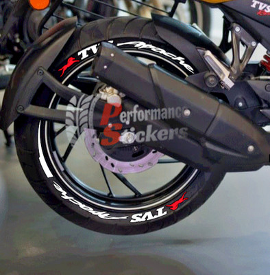 TVS Apache Tire Lettering Stickers Bike MOTORCYCLE SET 0.75'' SET for 2 Tires
