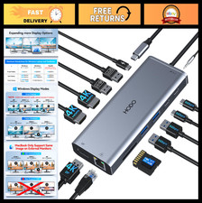 14-in-1 USB C Docking Station for Dual Monitor, 4K HDMI, Triple Display Hub, Eth