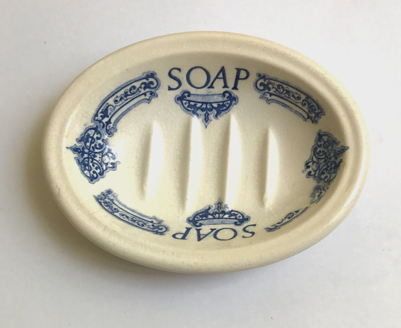 Royal Crownford -  Blue & White Ironstone Soap Dish - Staffordshire England