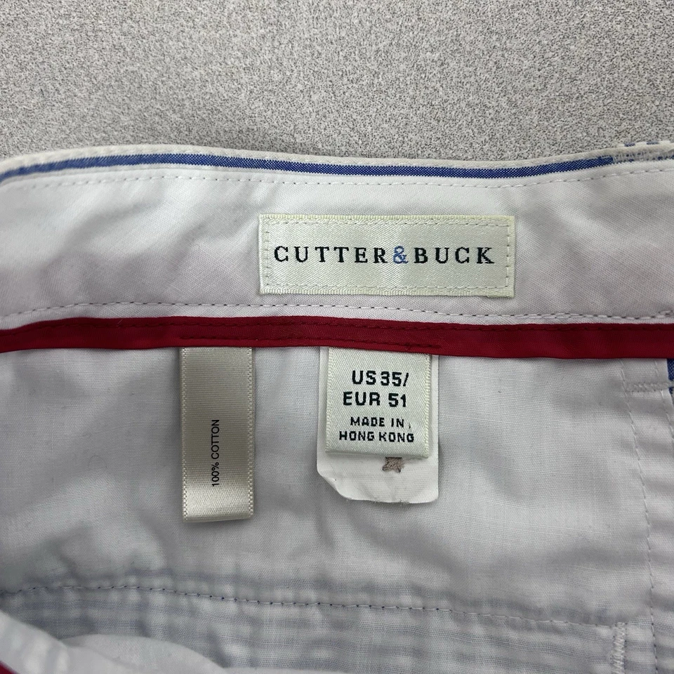 Cutter & Buck Golf Shorts Blue White Striped Pleated Seersucker Men’s Size 35 - Image 3 of 4