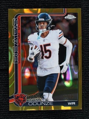 2025 Topps Chrome Gold Lava Refractor 27/50 Rome Odunze #49 0xh3