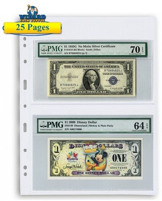 25 Lighthouse Grande 2 Pocket Pages For Graded Currency Bill / FDC Hold PMG PCGS