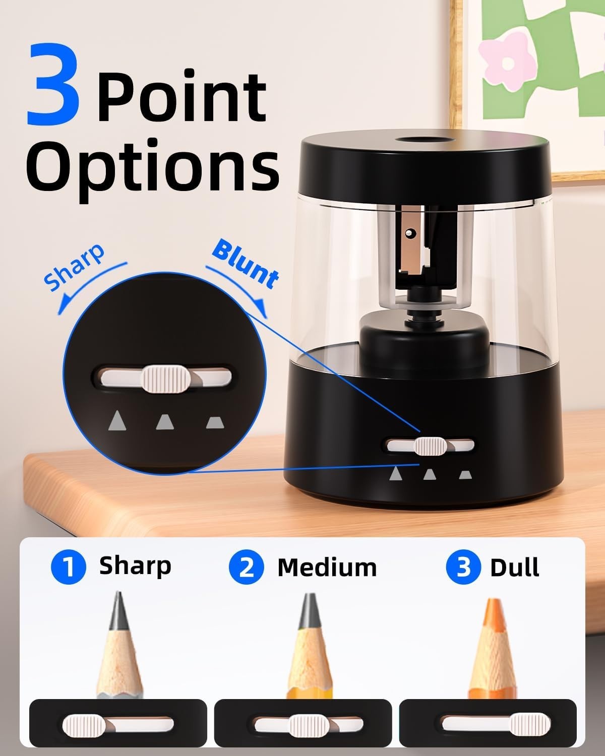 Electric Pencil Sharpener for Colored Pencils, Auto Stop,Electric Pencil Sharpen