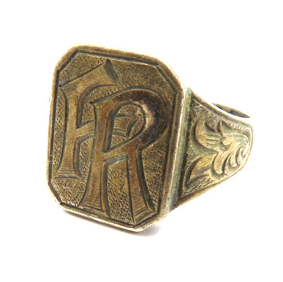 Antiker Herrenring Art Deco 900 Silber Siegelring Jugendstil Monogramm FR rare