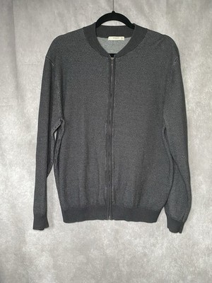 Mango Man Men's Sweater Size L Full Zip Heather Gray Long Sleeve