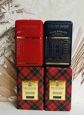 4-Pack Casa Dos Aromas ~ Smoked Oakwood, Blue Spruce & Sandalwood Bar Soap 