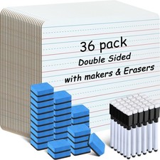 36 Pack Double Sided Whiteboards with Lines for Kids Dry Erase Boards for Stu...