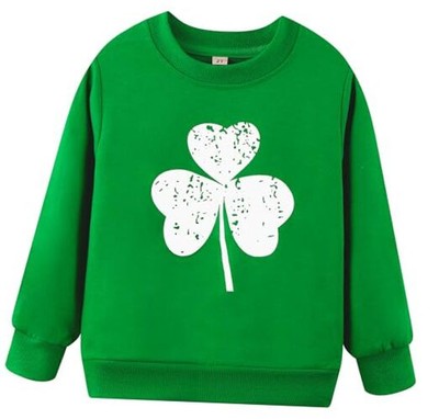 Akyzic Boys Sweatshirts Cotton Long Sleeve Crewneck 6 Years Clover/Green