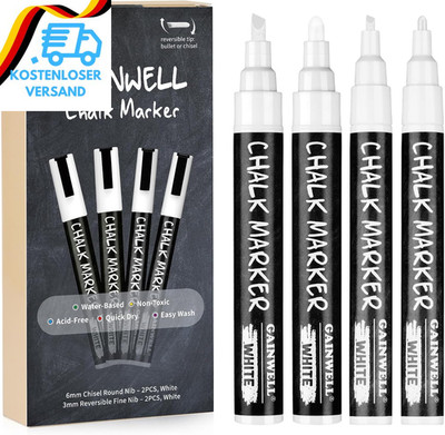 GAINWELL Weißer Flüssiger Kreidemarker 3Mm Und 6Mm Spitzen   Verwendung Auf Krei