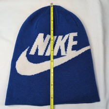 Nike Knit Beanie Skull Cap Hat Youth Fits adult Blue Swoosh Logo